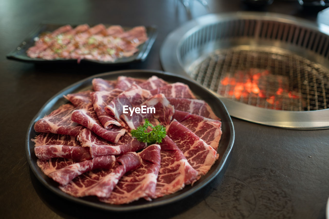 close-up of food in plate on table