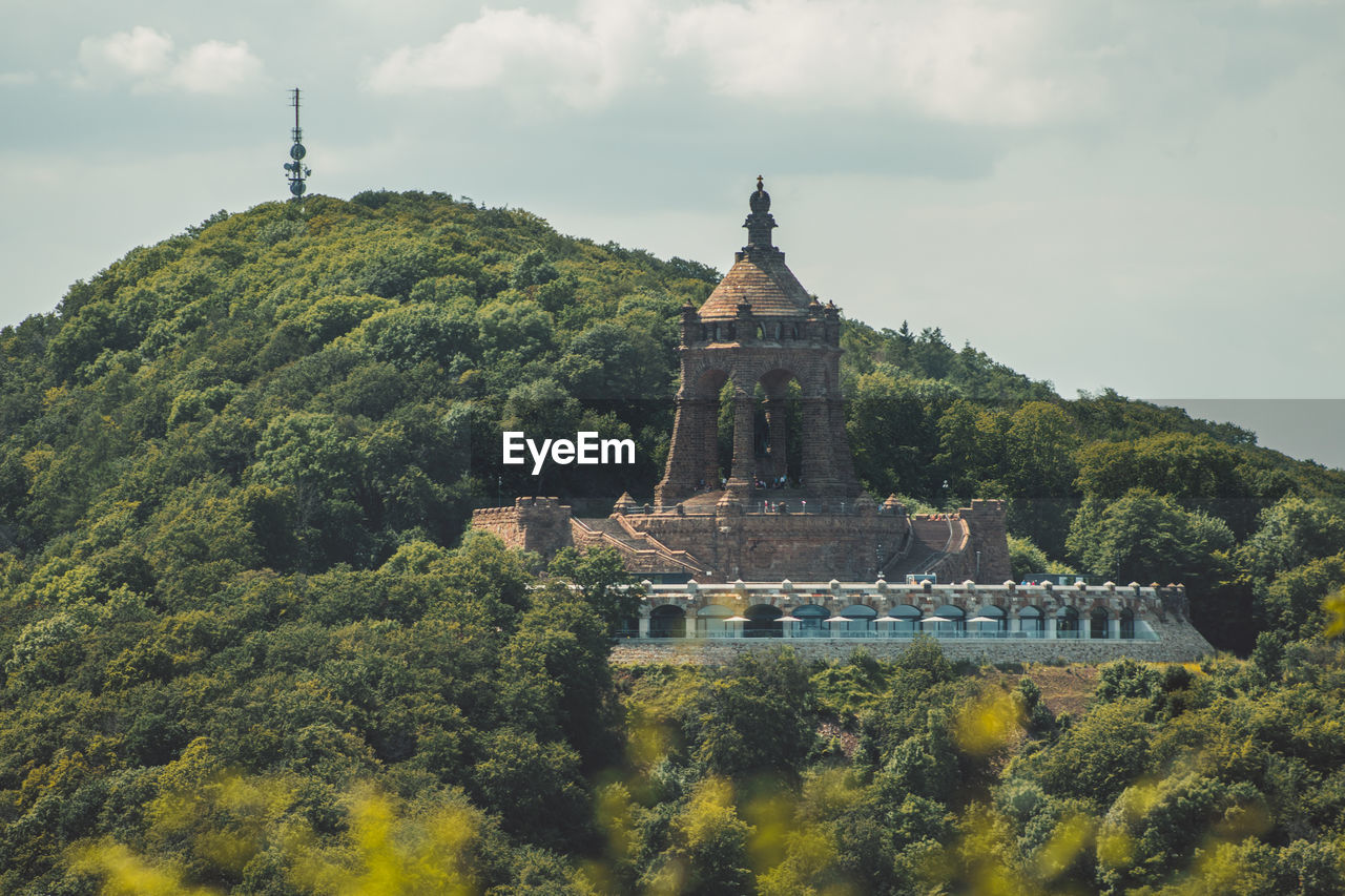 View of temple building against cloudy sky