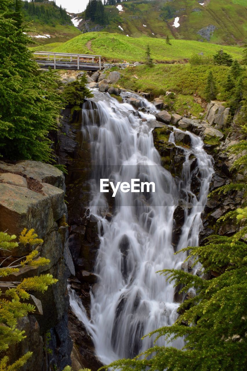 Scenic view of waterfall