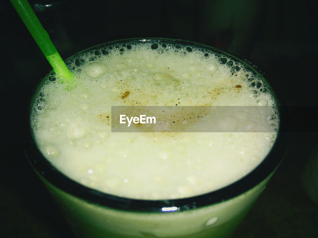 Close-up of frothy sugar cane juice