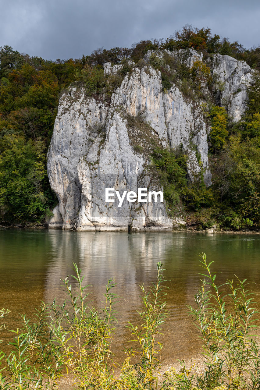 Nature reserve at danube river breakthrough nearby kelheim with limestone rock formations