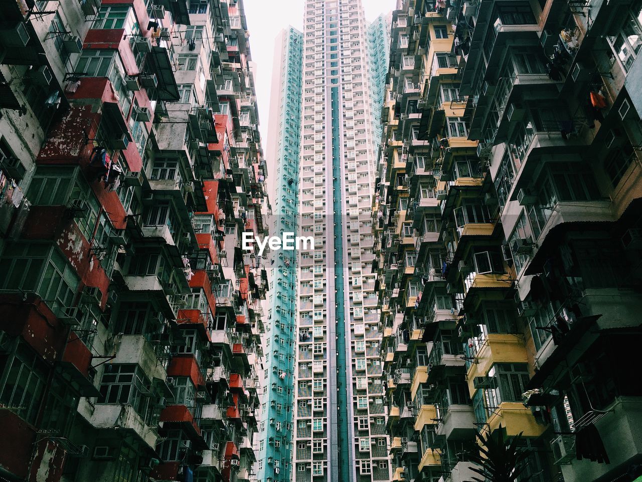 Low angle view of apartment skyscrapers