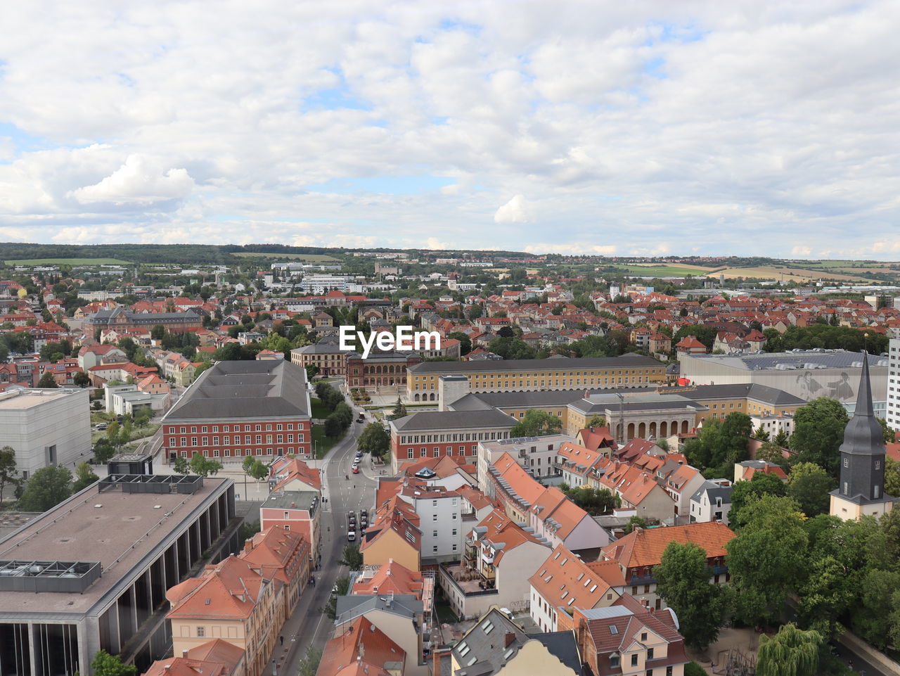 High angle view of townscape against sky weimar