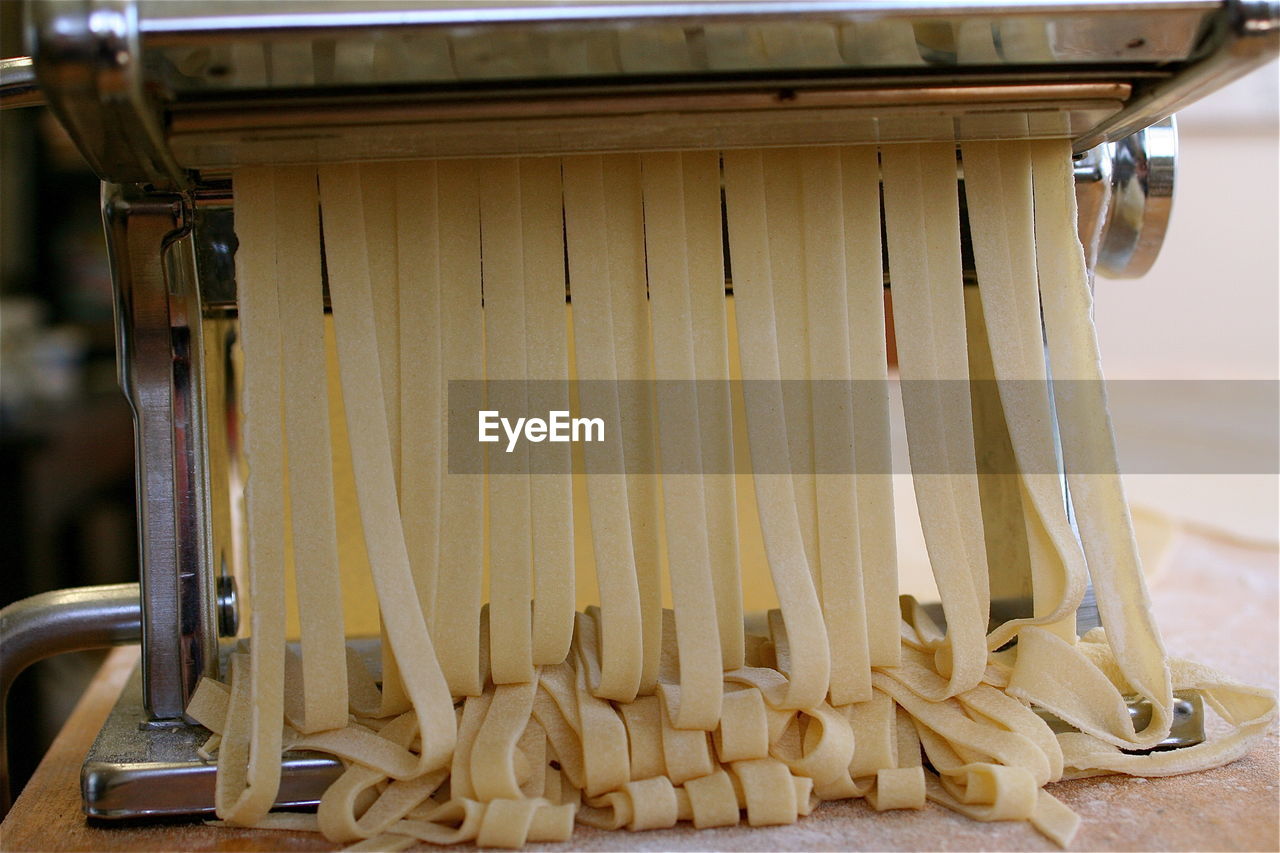 Close-up of raw pasta