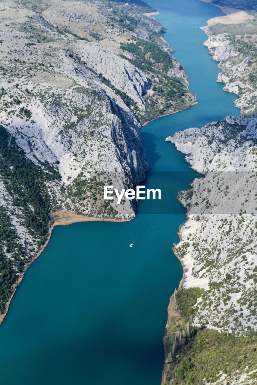 Aerial view of the canyon of the krka river