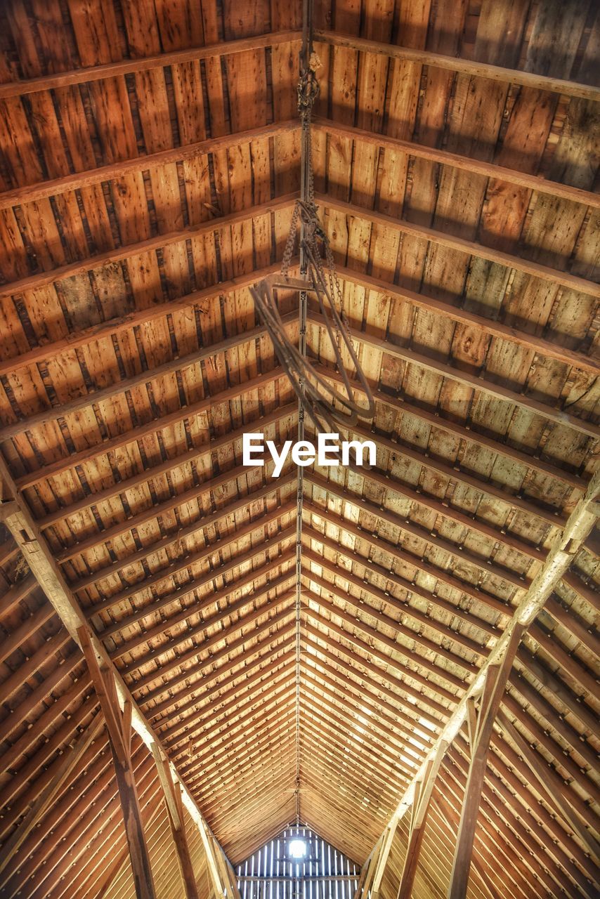 Low angle view of wooden ceiling
