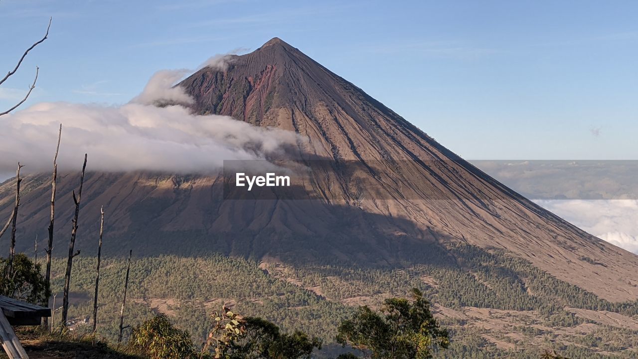 View of volcanic mountain against sky