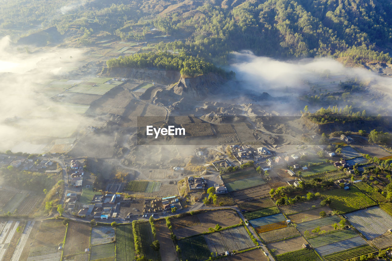 HIGH ANGLE VIEW OF AGRICULTURAL LAND