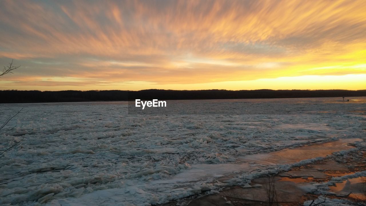 SCENIC VIEW OF SUNSET OVER SEA