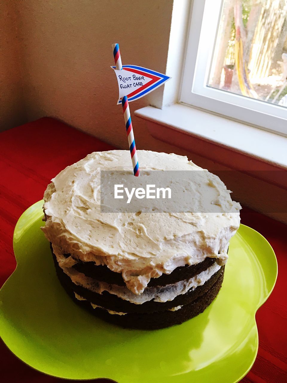 Close-up of cake in plate on table