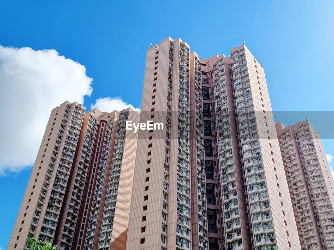 Low angle view of skyscrapers against clear sky