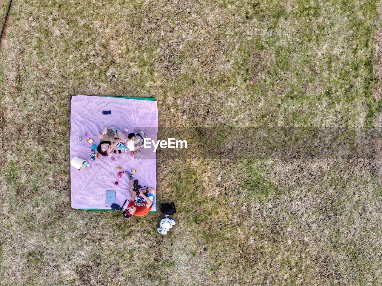 High angle view of drawing on field