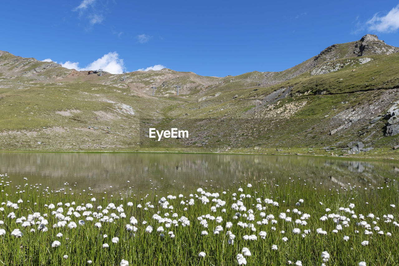 SCENIC VIEW OF LAKE AGAINST MOUNTAINS