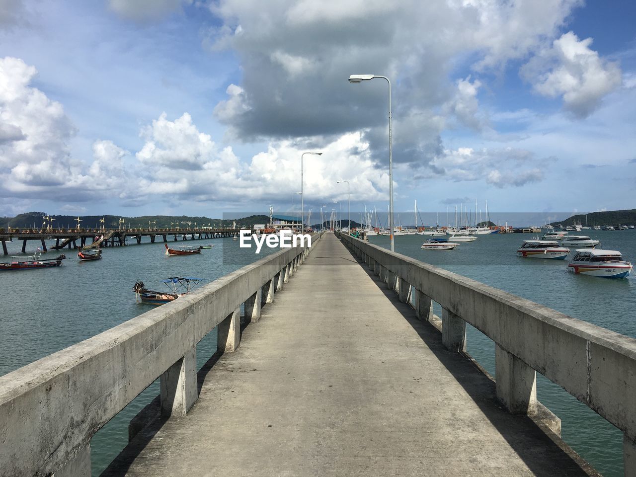 View of boats in harbor