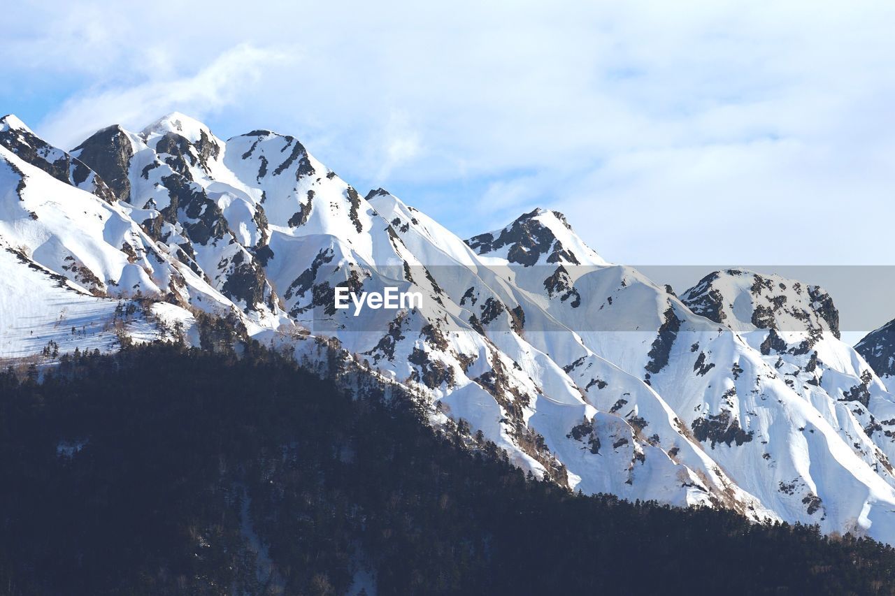 Scenic view of snowcapped mountain against sky