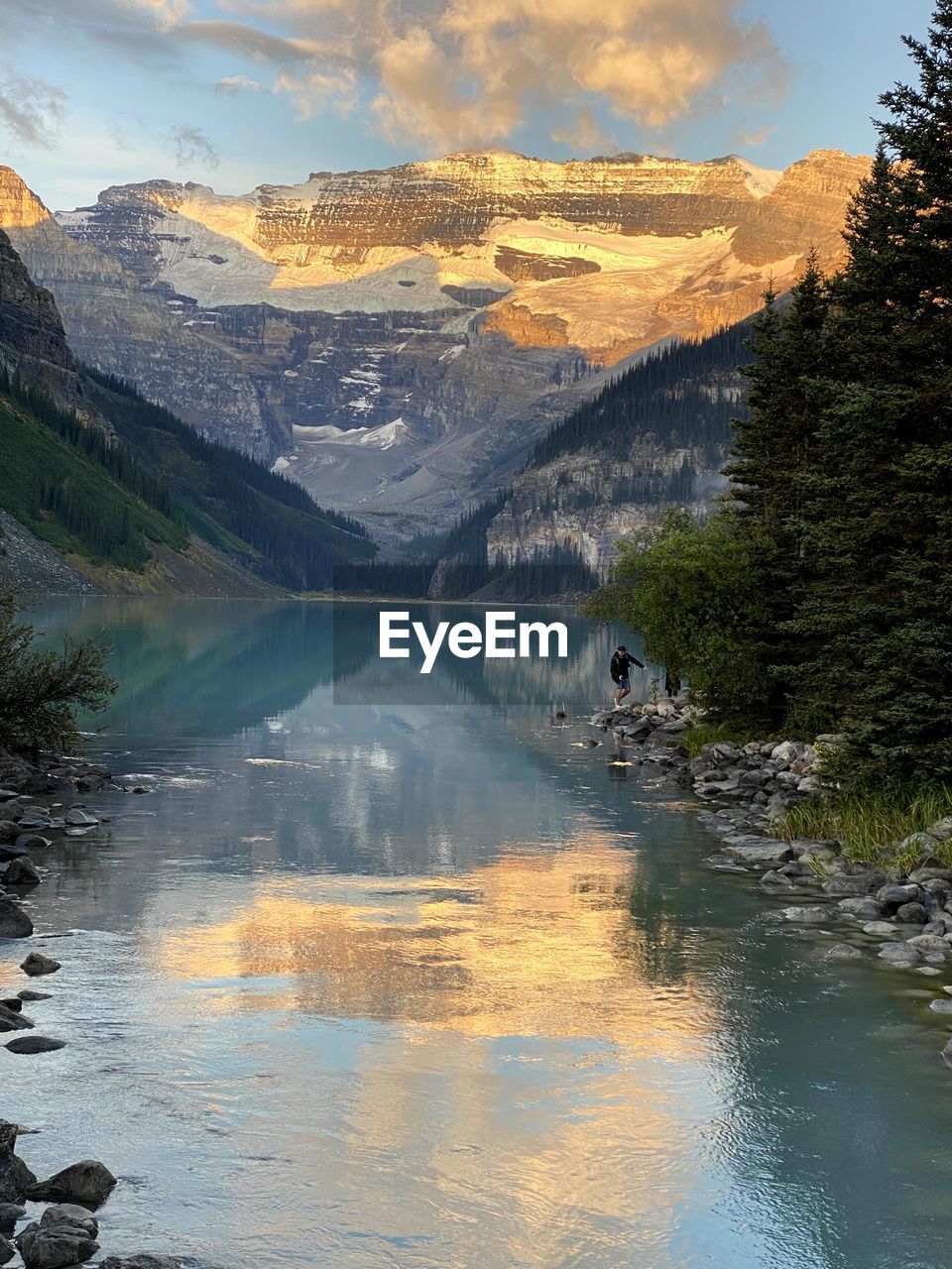 scenic view of river amidst trees against sky during sunset