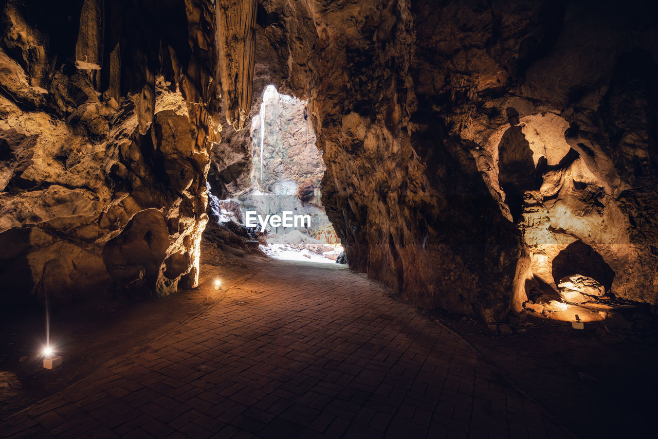 View of rock formations in cave