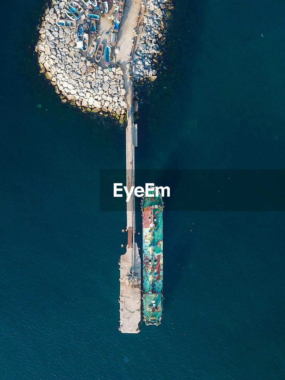 Aerial view of ship at harbor