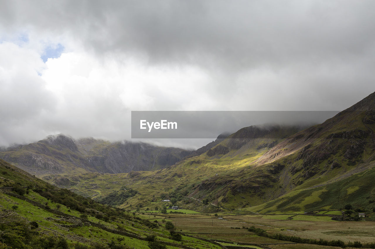 SCENIC VIEW OF LAND AND MOUNTAINS AGAINST SKY