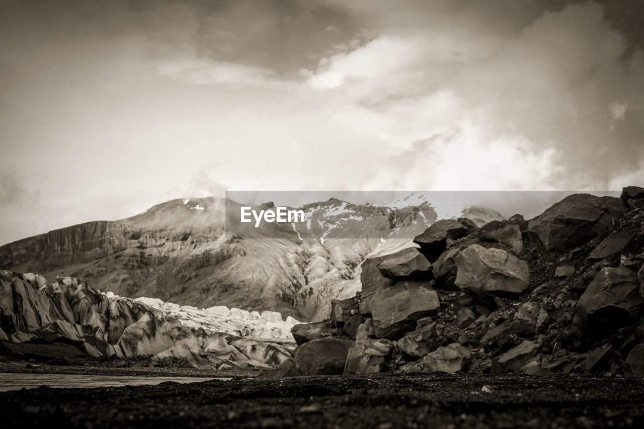 Panoramic view of mountains against sky