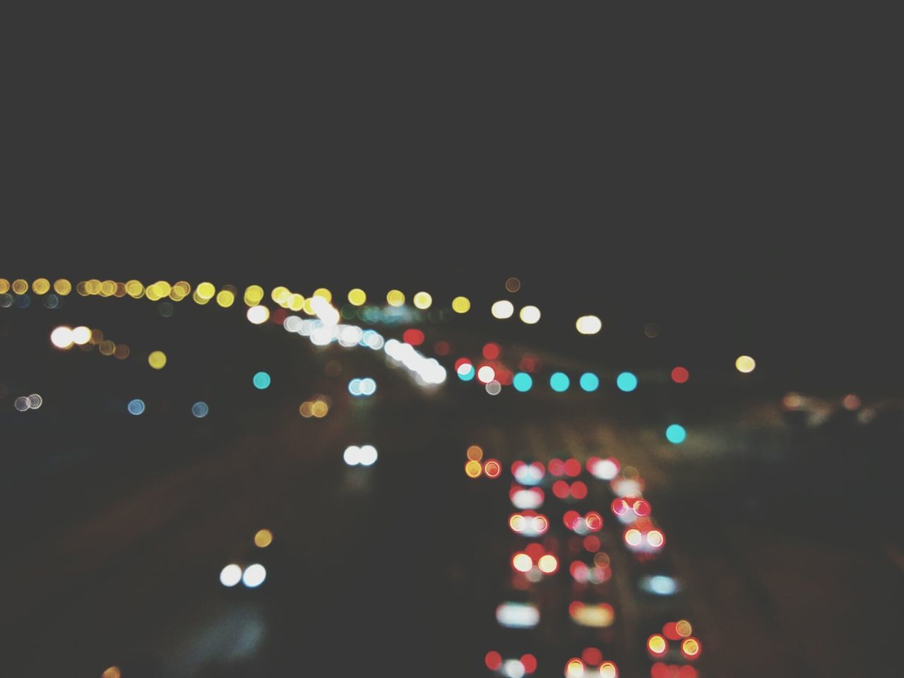 Defocused images of traffic at night