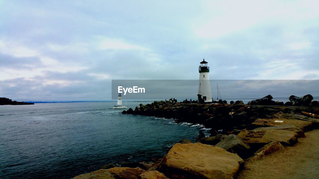 Scenic view of sea against cloudy sky