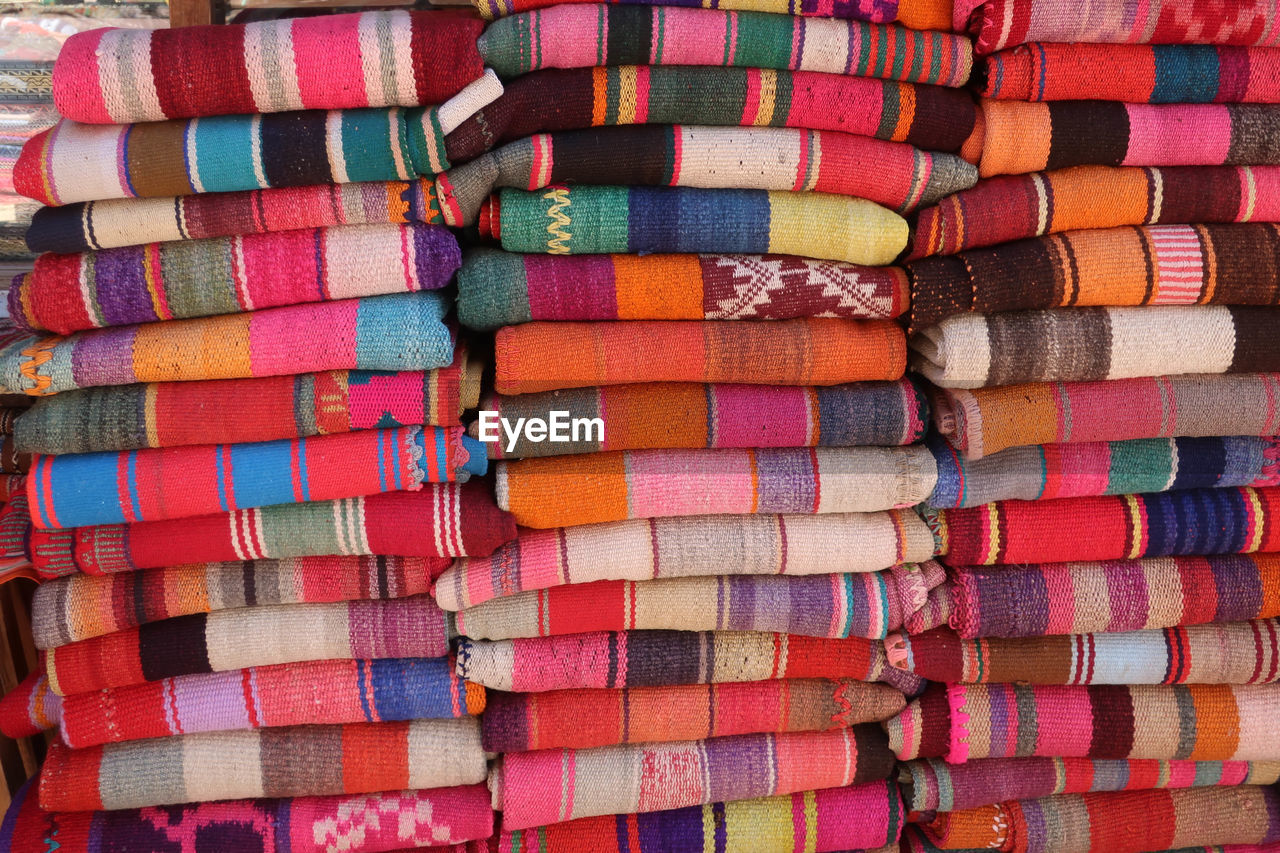 Colored scarves in a local market in argentine. 