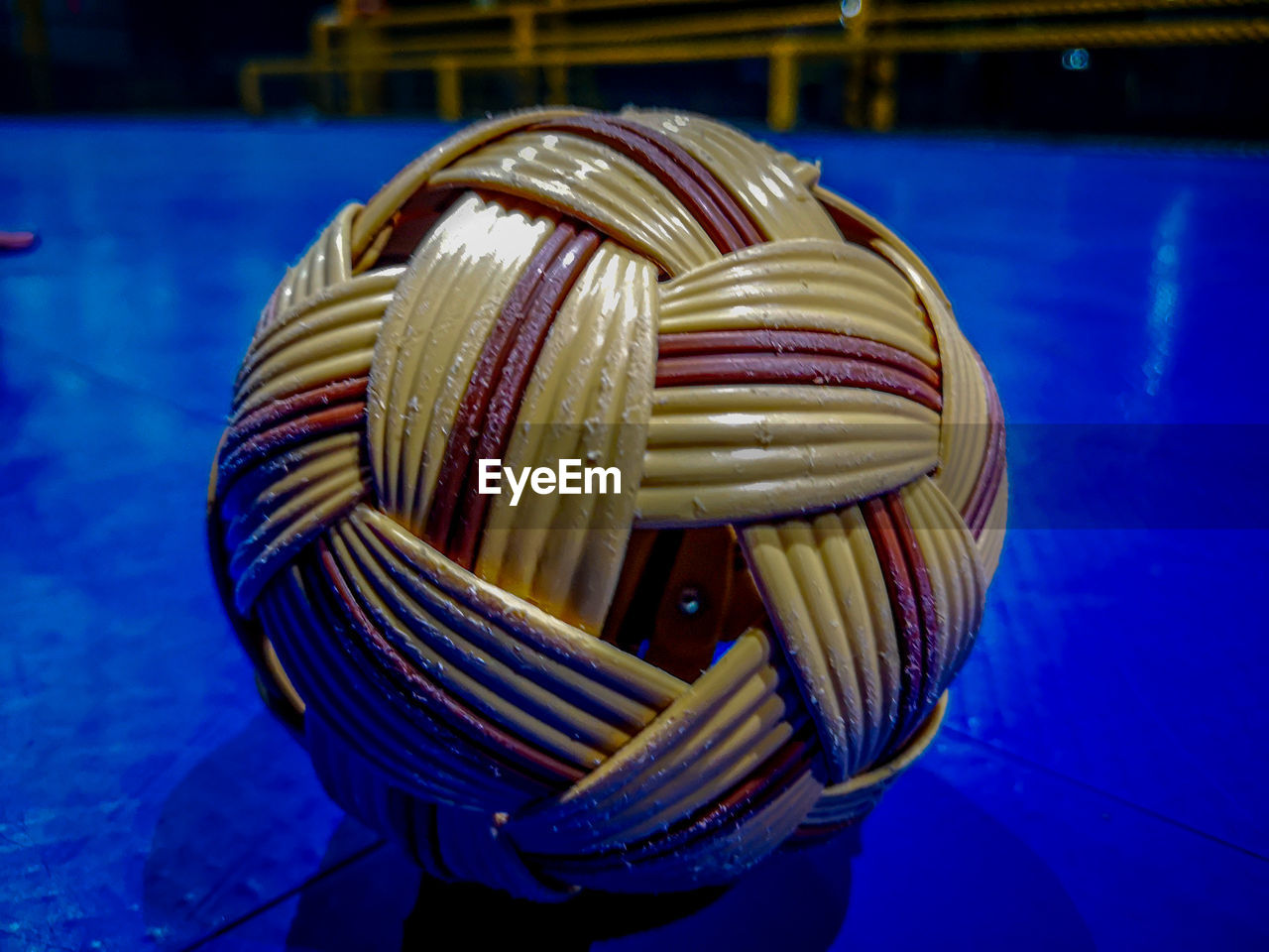 Close-up of spiral balls on table