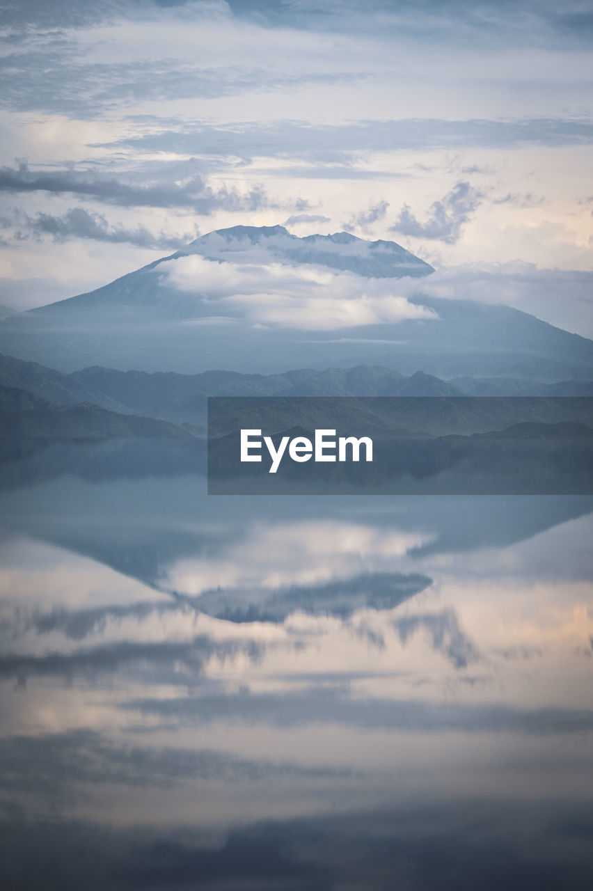 Scenic view of mountains against sky during sunset