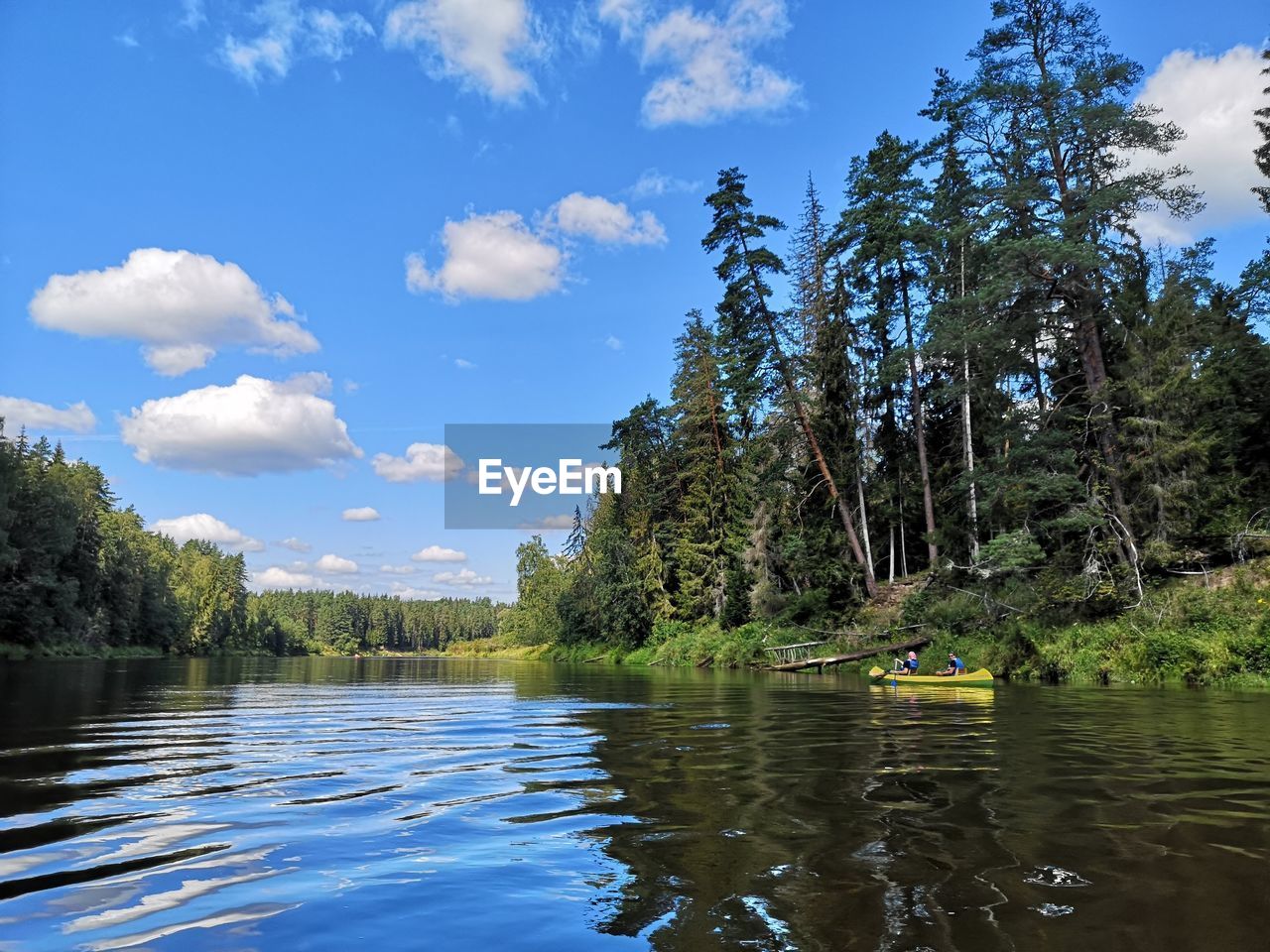 Scenic view of baltic lake in forest against sky, batlics, gauja national park 