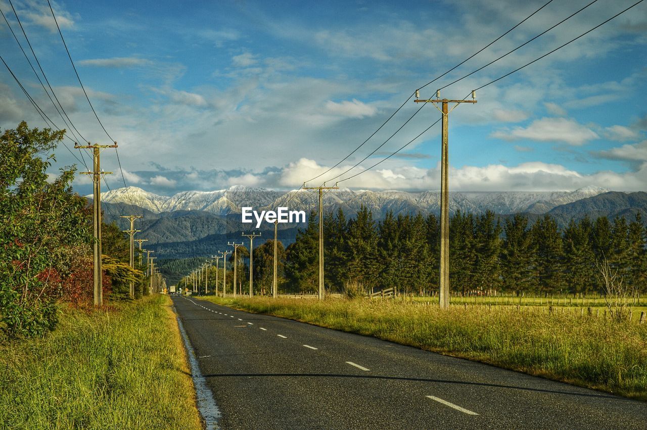 Power lines along road