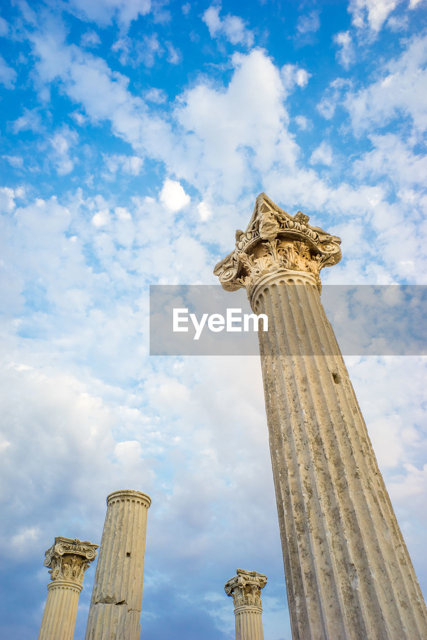 Low angle view of columns against sky at selcuk