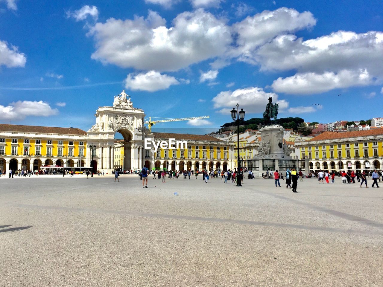 People in front of historical building