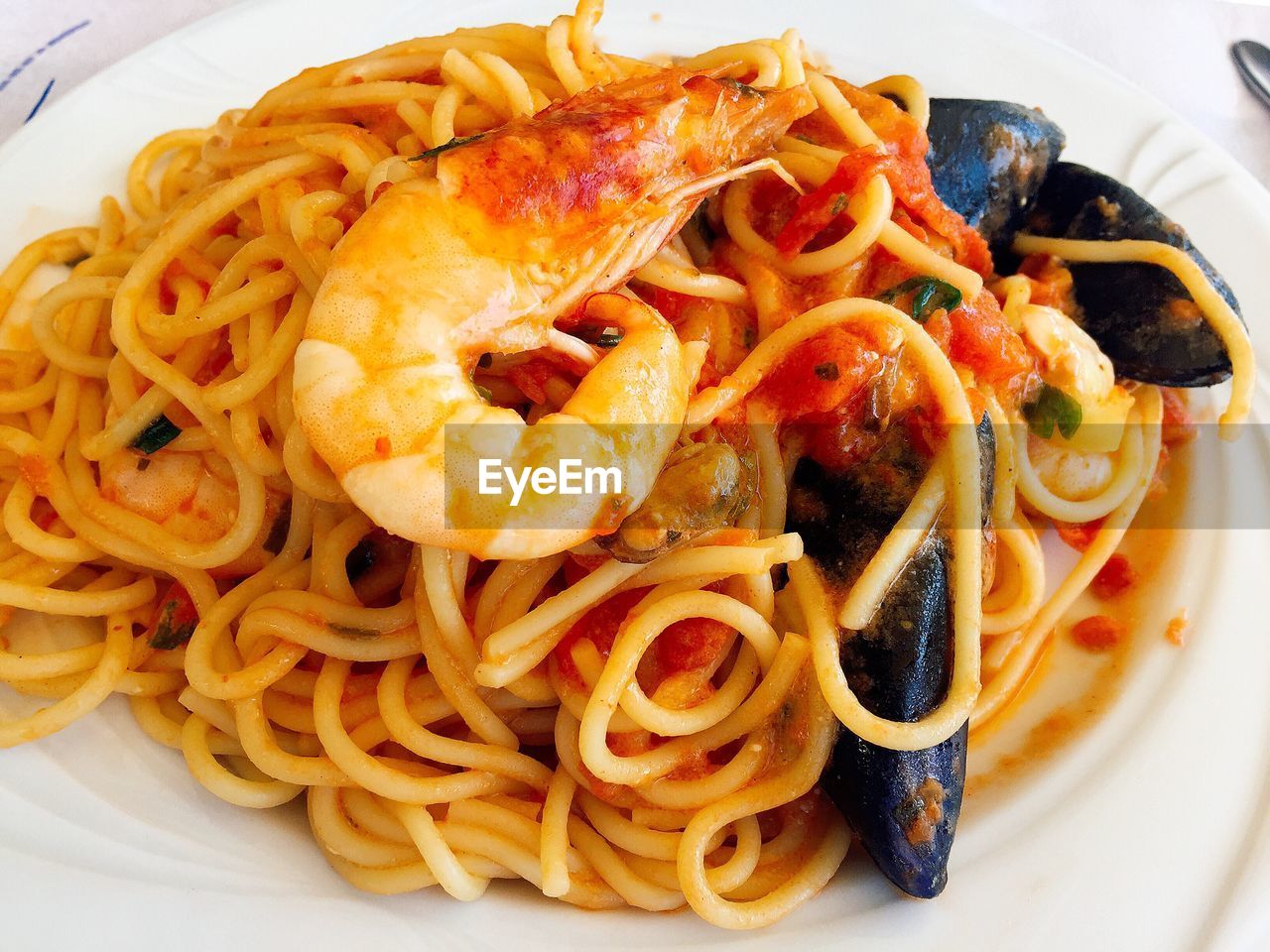 CLOSE-UP OF NOODLES IN PLATE WITH SAUCE