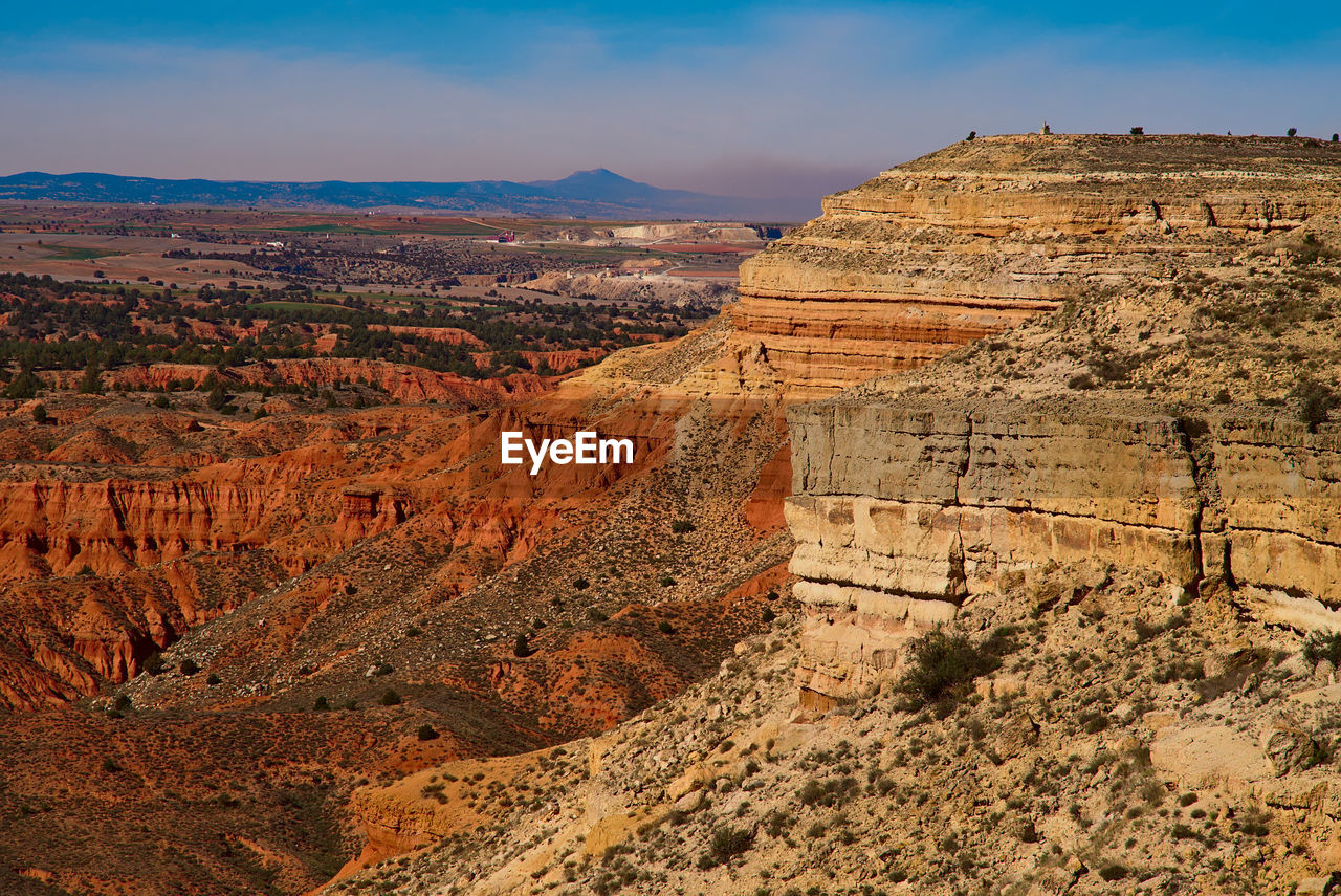 Semi desert landscape in teruel, spain with an appearance similar to arizona in the usa