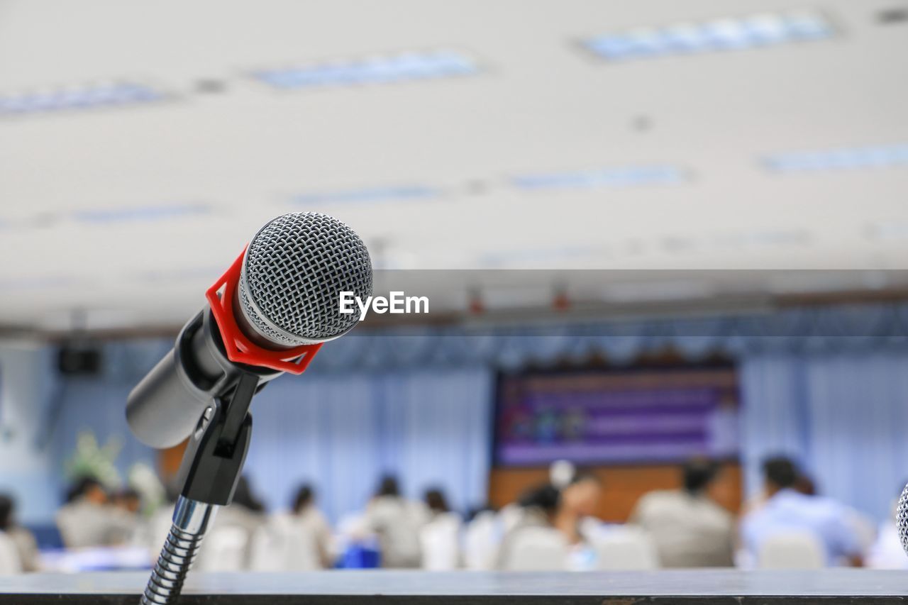 Close-up of microphone at event