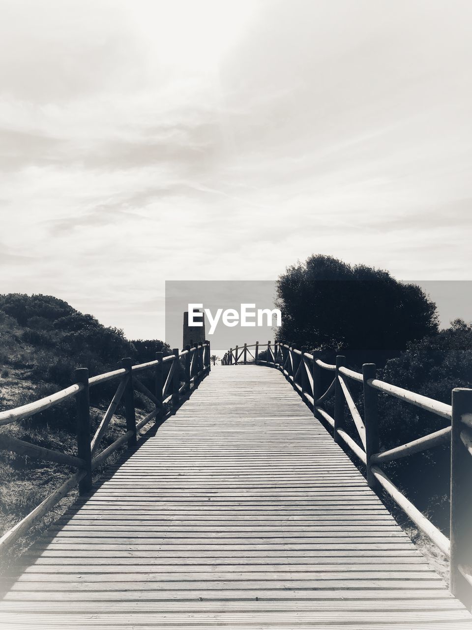 Footbridge against sky