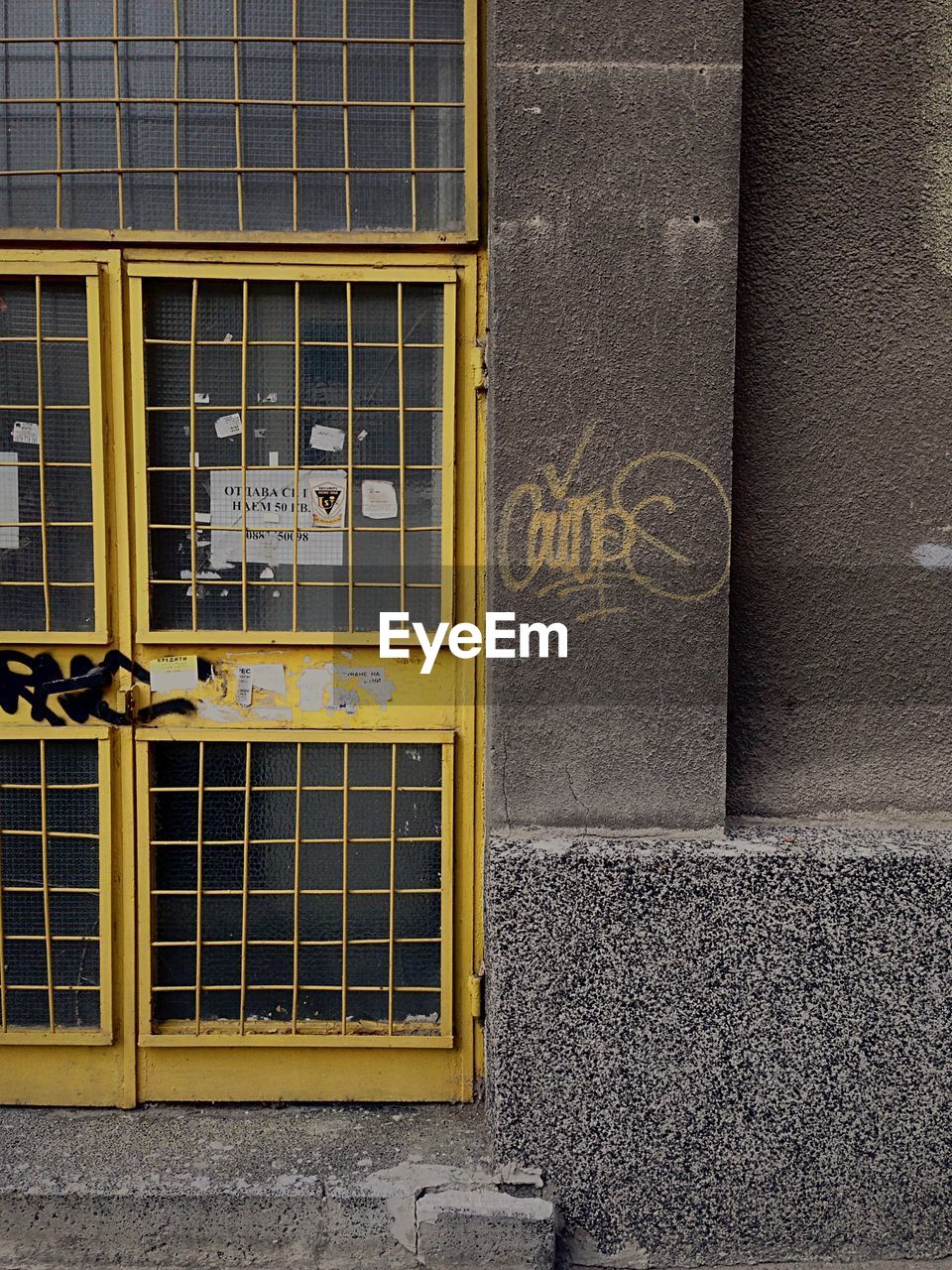 Metal door of building