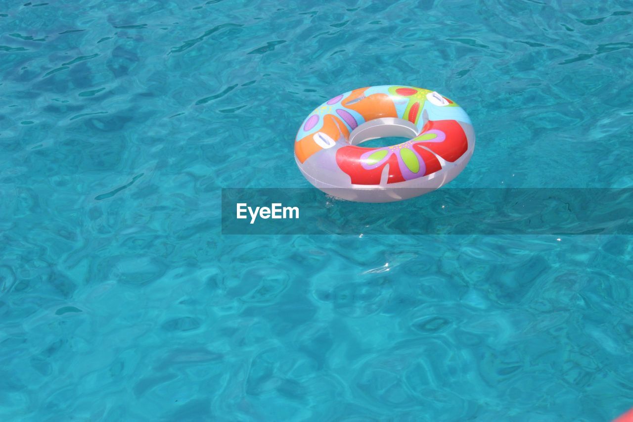 Inner tube floating on water