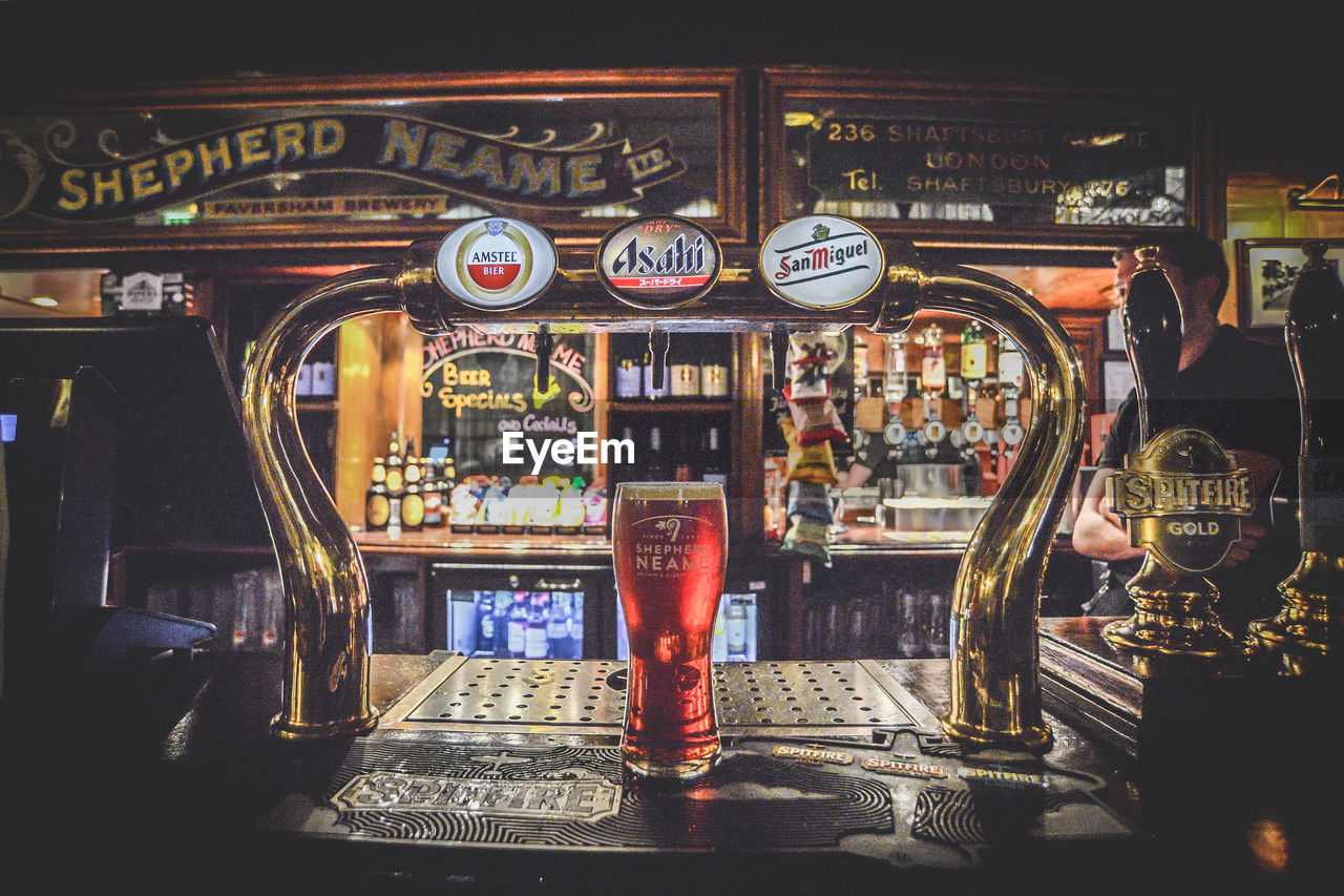 VIEW OF BEER GLASS ON DISPLAY