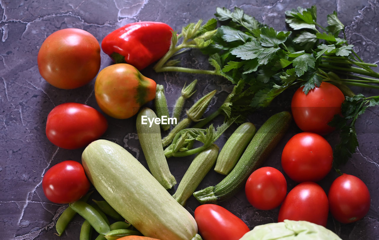 directly above shot of vegetables on table