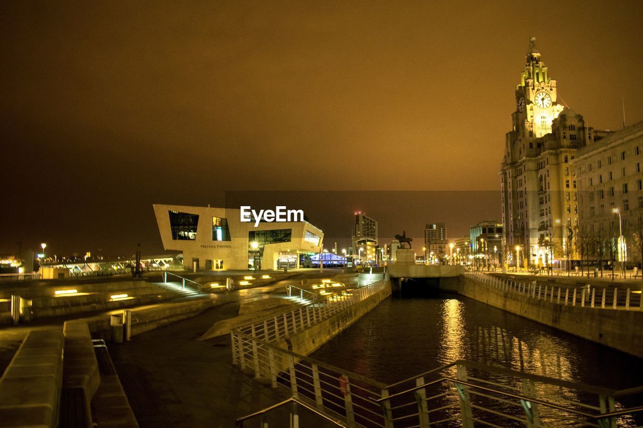 View of illuminated city at night