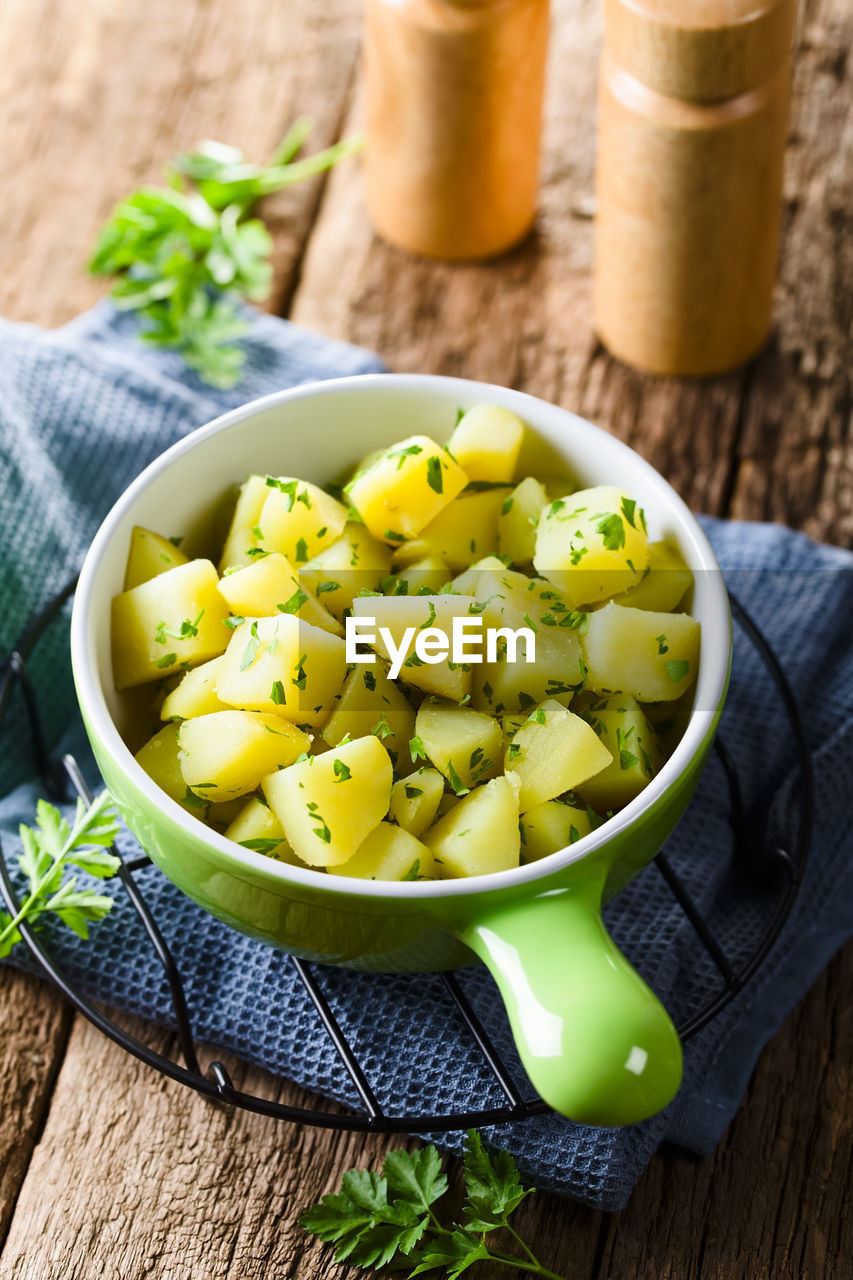 Close-up of food in bowl on table