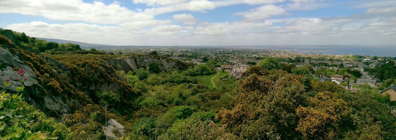 High angle shot of countryside landscape