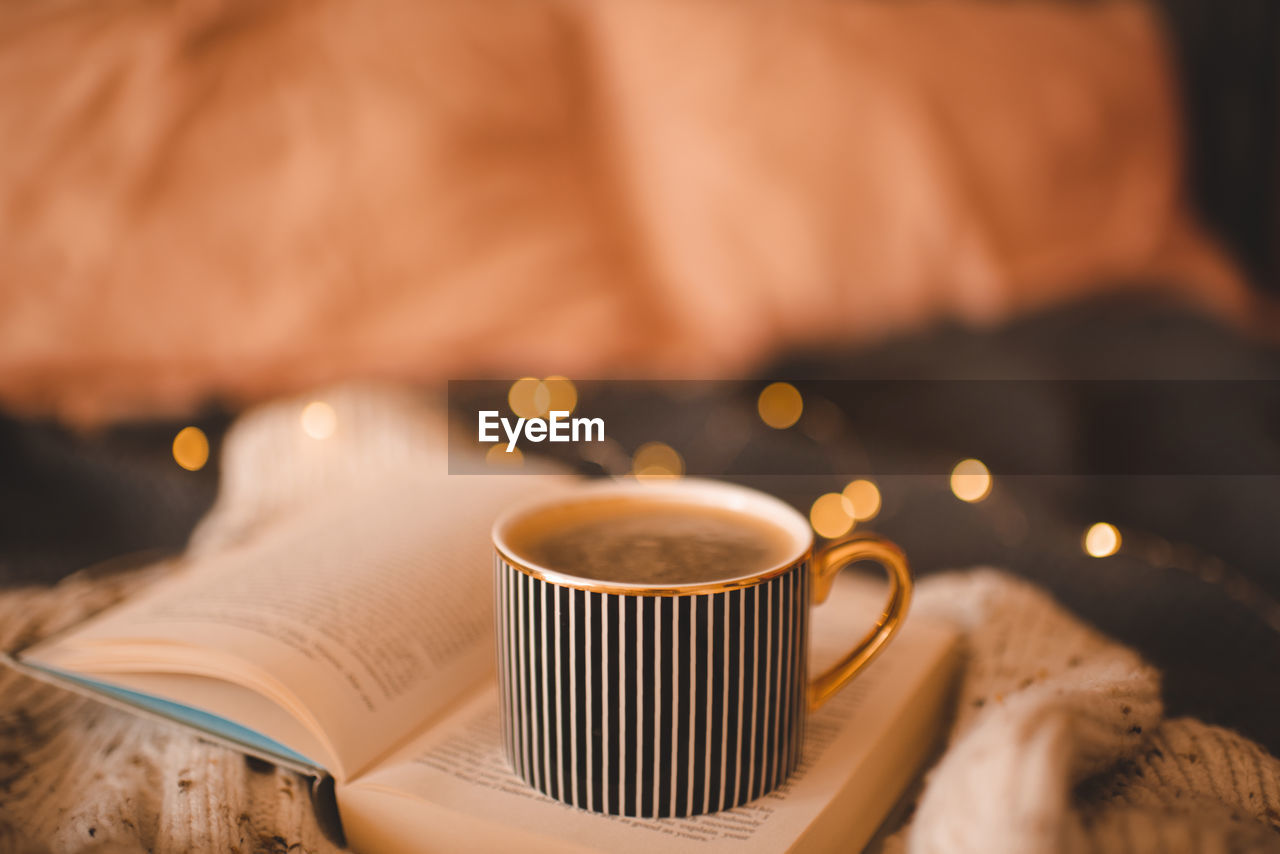 high angle view of coffee on table
