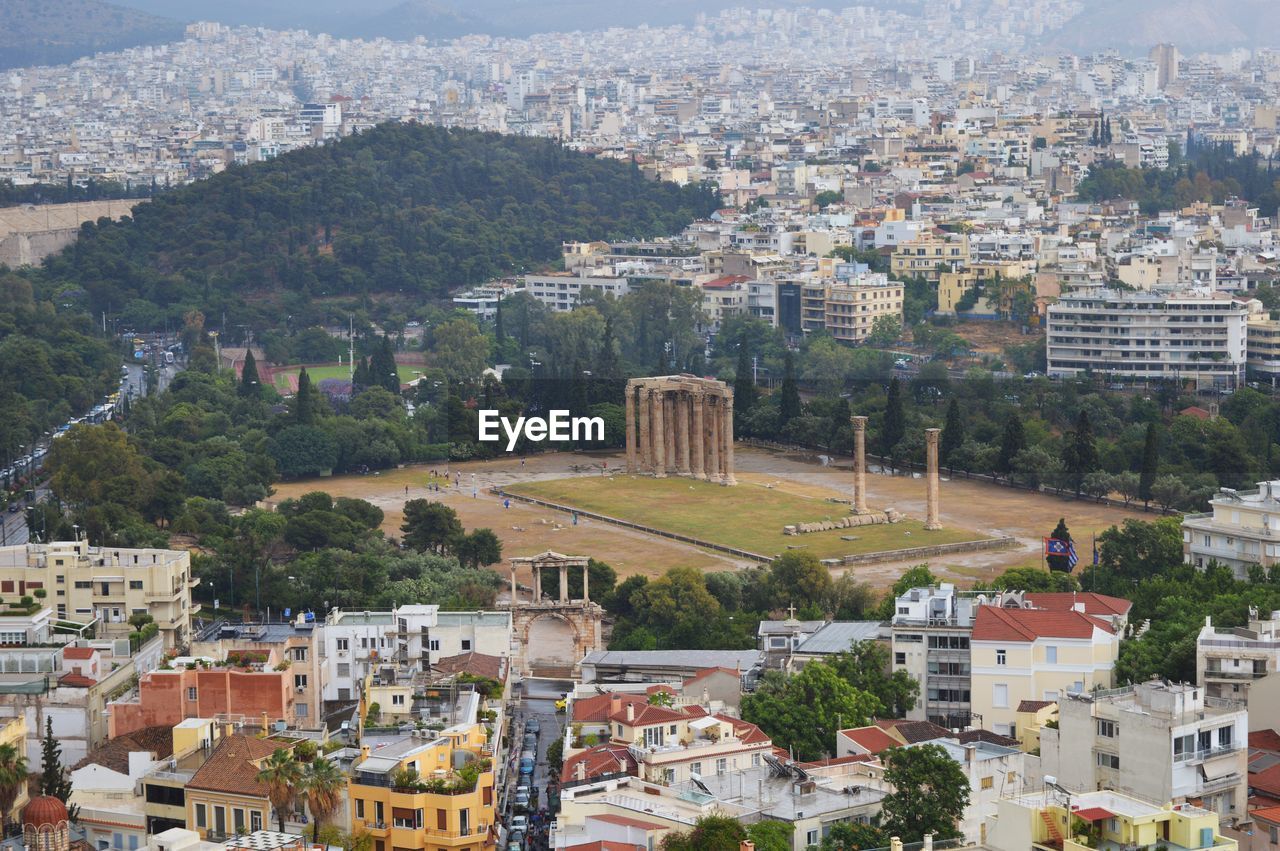 View of the temple of olympian zeus, athens, greece 