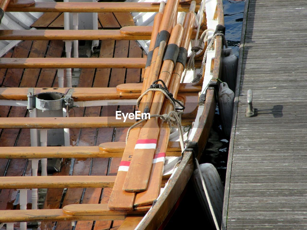 Close up overhead view of rowing boat