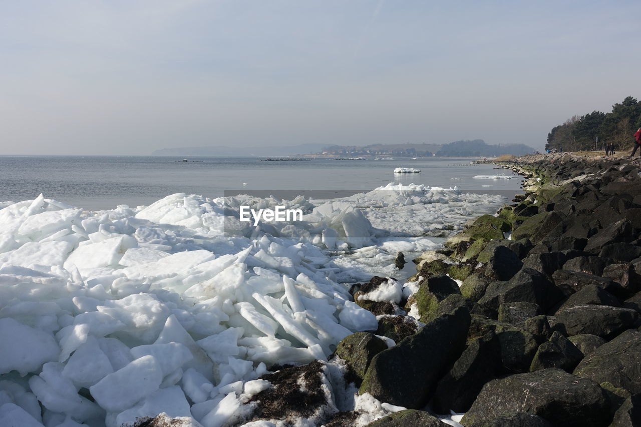 PANORAMIC VIEW OF SEA AND BEACH AGAINST SKY