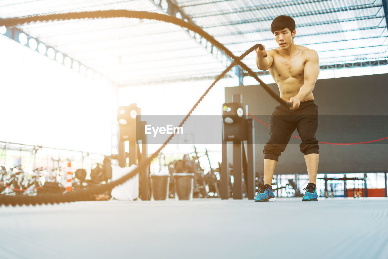 Man exercising in gym