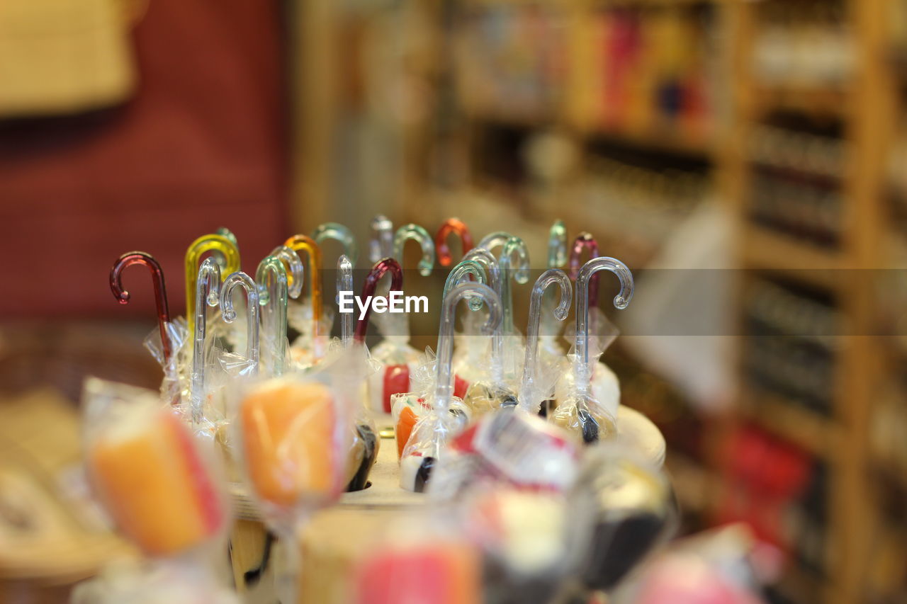 High angle view of candies at hakaniemi market hall